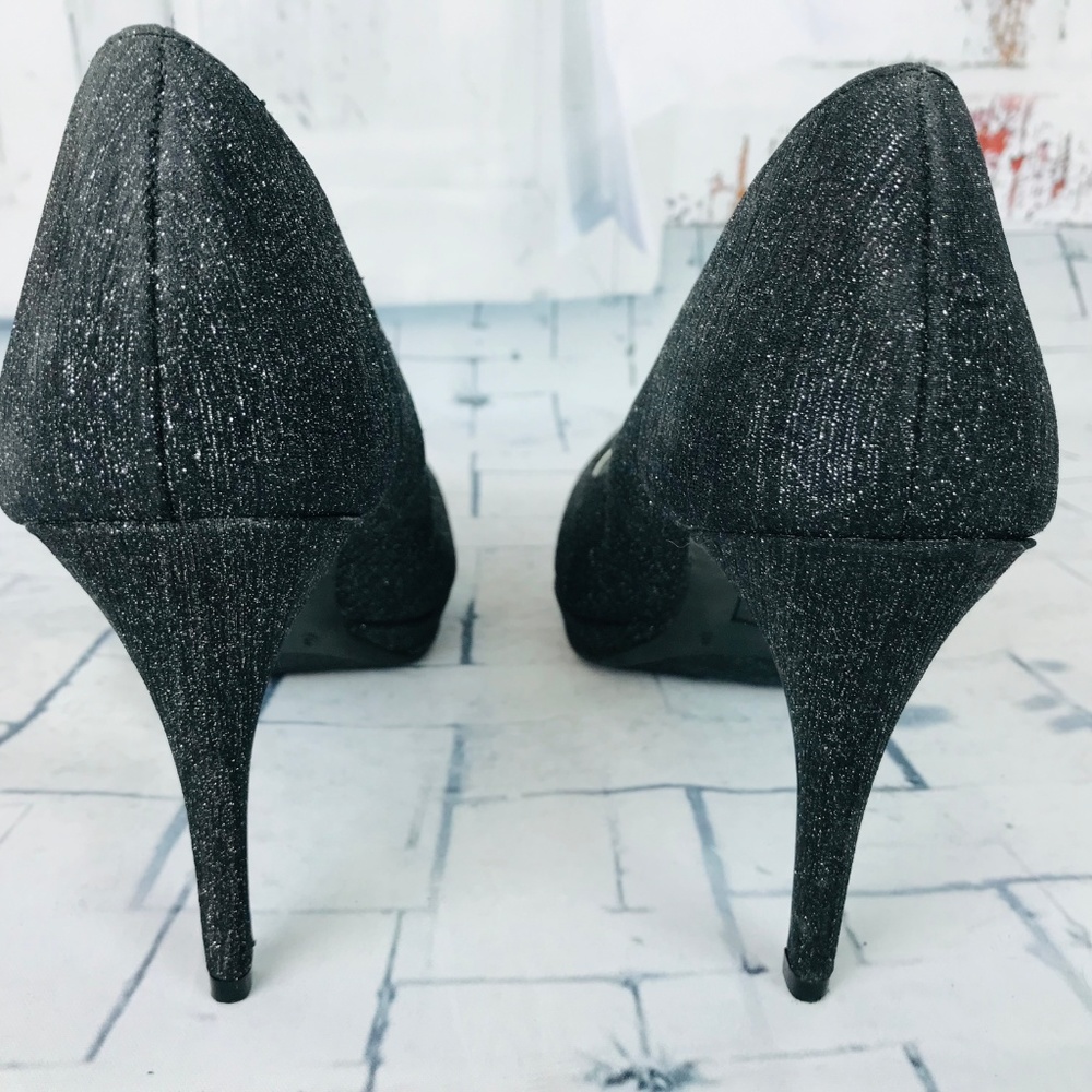 ❤️3/$20 FIONI NIGHTS Black Sparkle Glitter Heels 8 - Picture 6 of 7
